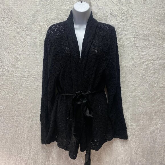 Lane Bryant Linen Blend Wrap Sweater Womens 22/24 Black Capsule Wardrobe Career - Picture 1 of 11